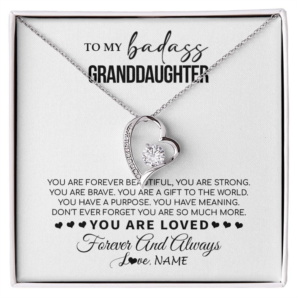 Forever Love Necklace | Personalized To My Granddaughter Necklace From Grandma You Are Forever Beautiful Granddaughter Birthday Graduation Christmas Customized Gift Box Message Card | teecentury
