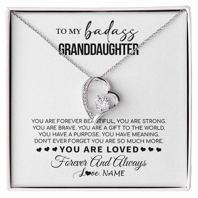 Forever Love Necklace | Personalized To My Granddaughter Necklace From Grandma You Are Forever Beautiful Granddaughter Birthday Graduation Christmas Customized Gift Box Message Card | teecentury