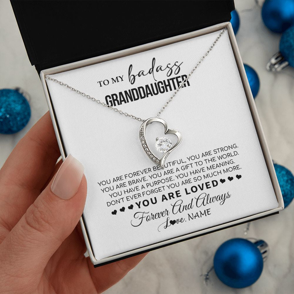 Forever Love Necklace | Personalized To My Granddaughter Necklace From Grandma You Are Forever Beautiful Granddaughter Birthday Graduation Christmas Customized Gift Box Message Card | teecentury