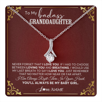 Alluring Beauty Necklace 14K White Gold Finish | 1 | Personalized To My Granddaughter Necklace From Grandma You'Ll Always Be My Baby Girl Granddaughter Birthday Christmas Customized Gift Box Message Card | teecentury