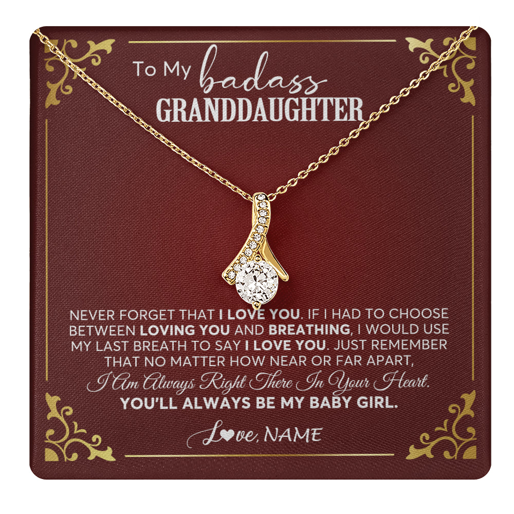 Alluring Beauty Necklace 18K Yellow Gold Finish | 1 | Personalized To My Granddaughter Necklace From Grandma You'Ll Always Be My Baby Girl Granddaughter Birthday Christmas Customized Gift Box Message Card | teecentury