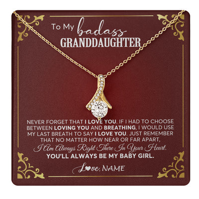 Alluring Beauty Necklace 18K Yellow Gold Finish | 1 | Personalized To My Granddaughter Necklace From Grandma You'Ll Always Be My Baby Girl Granddaughter Birthday Christmas Customized Gift Box Message Card | teecentury