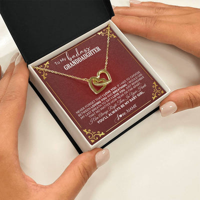 Interlocking Hearts Necklace 18K Yellow Gold Finish | 2 | Personalized To My Granddaughter Necklace From Grandma You'Ll Always Be My Baby Girl Granddaughter Birthday Christmas Customized Gift Box Message Card | teecentury