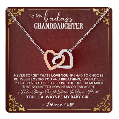 Interlocking Hearts Necklace Stainless Steel & Rose Gold Finish | 1 | Personalized To My Granddaughter Necklace From Grandma You'Ll Always Be My Baby Girl Granddaughter Birthday Christmas Customized Gift Box Message Card | teecentury