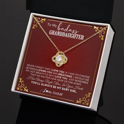 Love Knot Necklace 18K Yellow Gold Finish | 2 | Personalized To My Granddaughter Necklace From Grandma You'Ll Always Be My Baby Girl Granddaughter Birthday Christmas Customized Gift Box Message Card | teecentury