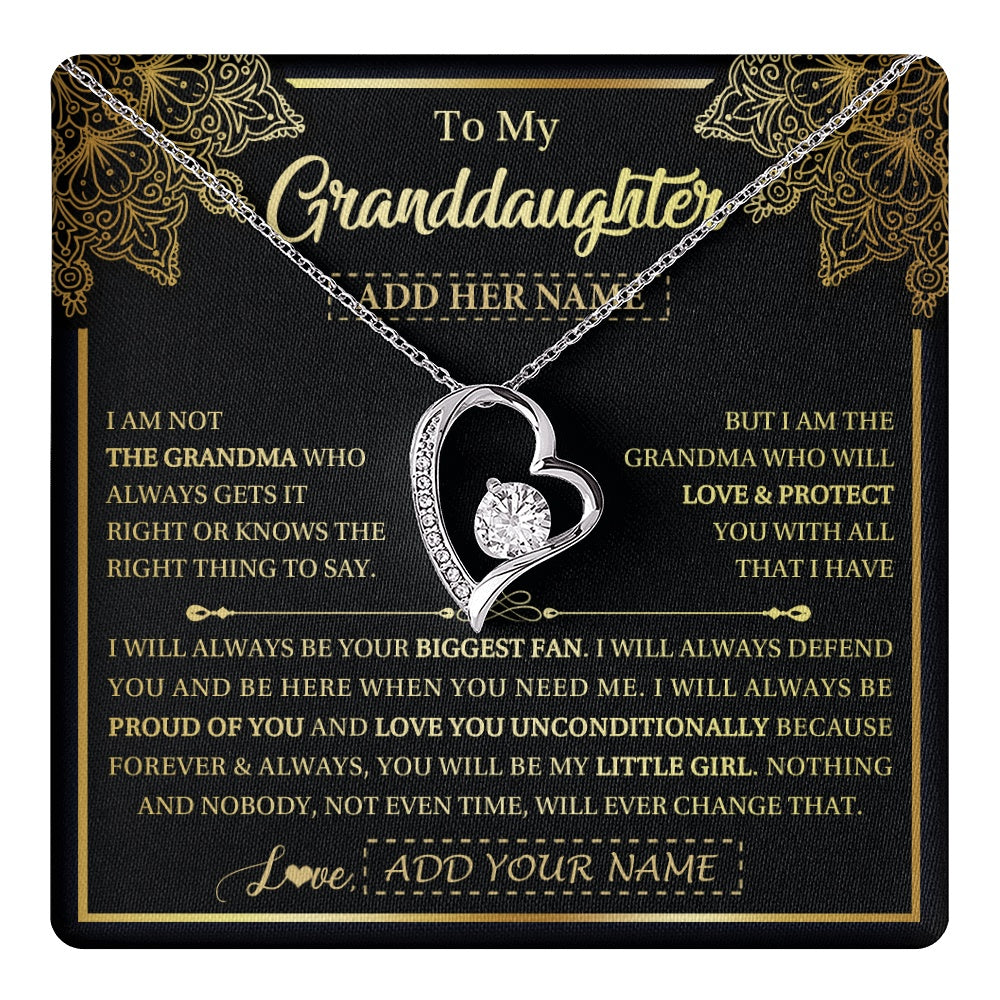 Forever Love Necklace 14K White Gold Finish | 1 | Personalized To My Granddaughter Necklace From Grandma Your Biggest Fan Birthday Gifts For Granddaughter Gifts Christmas Jewelry Custom Gift Box Message Card | teecentury.myshopify