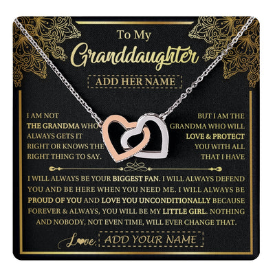 Interlocking Hearts Necklace Stainless Steel & Rose Gold Finish | 1 | Personalized To My Granddaughter Necklace From Grandma Your Biggest Fan Birthday Gifts For Granddaughter Gifts Christmas Jewelry Custom Gift Box Message Card | teecentury.myshopify