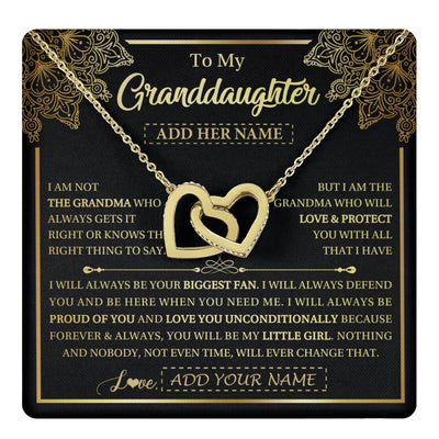 Interlocking Hearts Necklace 18K Yellow Gold Finish | 1 | Personalized To My Granddaughter Necklace From Grandma Your Biggest Fan Birthday Gifts For Granddaughter Gifts Christmas Jewelry Custom Gift Box Message Card | teecentury.myshopify