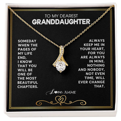 Alluring Beauty Necklace 18K Yellow Gold Finish | 1 | Personalized To My Granddaughter Necklace From Grandmother Papa When The Pages Of My Life End Granddaughter Birthday Christmas Customized Gift Box Message Card | teecentury