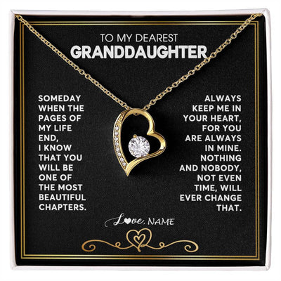 Forever Love Necklace 18K Yellow Gold Finish | 1 | Personalized To My Granddaughter Necklace From Grandmother Papa When The Pages Of My Life End Granddaughter Birthday Christmas Customized Gift Box Message Card | teecentury