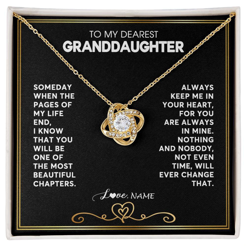 Love Knot Necklace 18K Yellow Gold Finish | 1 | Personalized To My Granddaughter Necklace From Grandmother Papa When The Pages Of My Life End Granddaughter Birthday Christmas Customized Gift Box Message Card | teecentury