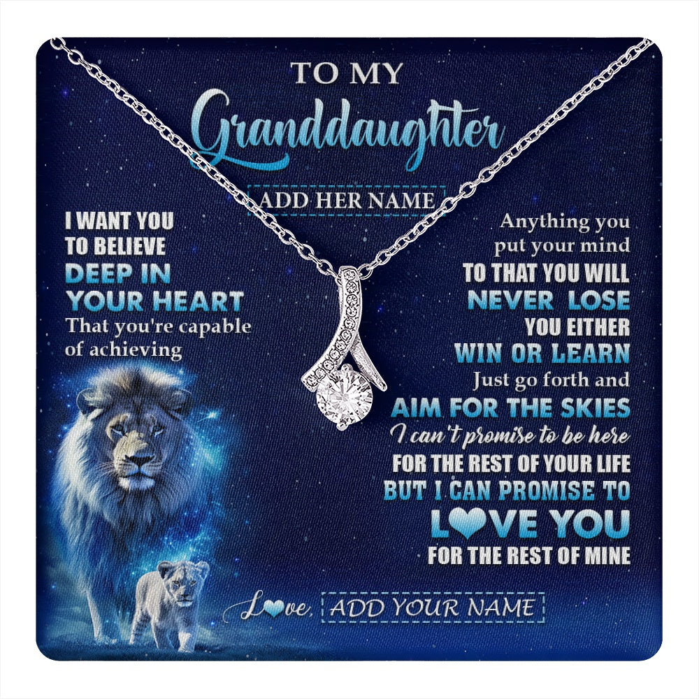 Alluring Beauty Necklace 14K White Gold Finish | 1 | Personalized To My Granddaughter Necklace From Grandpa Believe Your Heart Granddaughter Gift Birthday Graduation Christmas Customized Gift Box Message Card | teecentury.myshopify