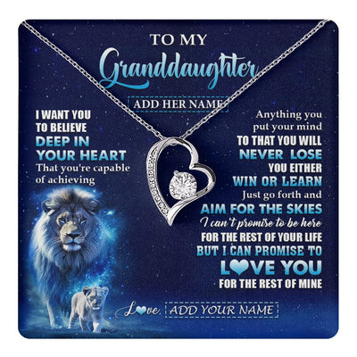 Forever Love Necklace 14K White Gold Finish | 1 | Personalized To My Granddaughter Necklace From Grandpa Believe Your Heart Granddaughter Gift Birthday Graduation Christmas Customized Gift Box Message Card | teecentury.myshopify