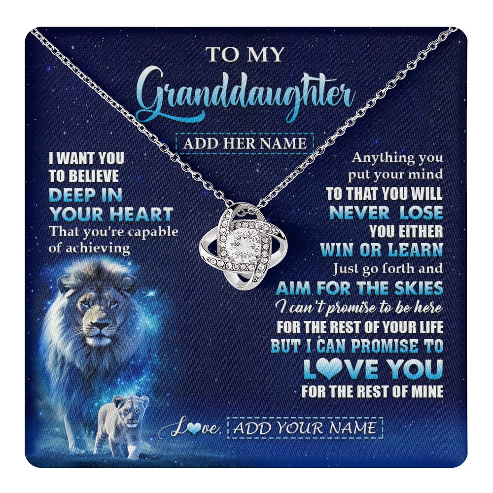 Love Knot Necklace 14K White Gold Finish | 1 | Personalized To My Granddaughter Necklace From Grandpa Believe Your Heart Granddaughter Gift Birthday Graduation Christmas Customized Gift Box Message Card | teecentury.myshopify