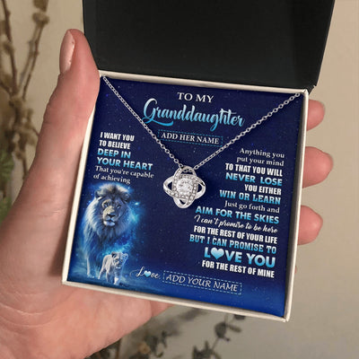 Love Knot Necklace 14K White Gold Finish | 2 | Personalized To My Granddaughter Necklace From Grandpa Believe Your Heart Granddaughter Gift Birthday Graduation Christmas Customized Gift Box Message Card | teecentury.myshopify
