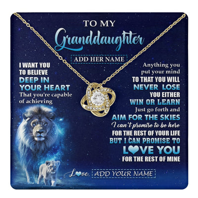 Love Knot Necklace 18K Yellow Gold Finish | 1 | Personalized To My Granddaughter Necklace From Grandpa Believe Your Heart Granddaughter Gift Birthday Graduation Christmas Customized Gift Box Message Card | teecentury.myshopify