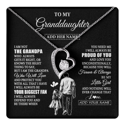 Forever Love Necklace 14K White Gold Finish | 1 | Personalized To My Granddaughter Necklace From Grandpa Biggest Fan Birthday Gifts For Granddaughter From Grandparents Christmas Custom Gift Box Message Card | teecentury.myshopify