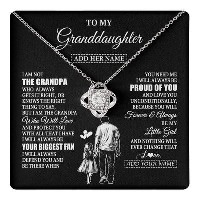 Love Knot Necklace 14K White Gold Finish | 1 | Personalized To My Granddaughter Necklace From Grandpa Biggest Fan Birthday Gifts For Granddaughter From Grandparents Christmas Custom Gift Box Message Card | teecentury.myshopify