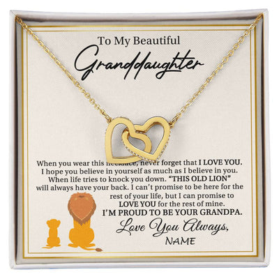 Interlocking Hearts Necklace 18K Yellow Gold Finish | 1 | Personalized To My Granddaughter Necklace From Grandpa I'M Proud To Be Your Grandpa Lion Granddaughter Birthday Christmas Customized Gift Box Message Card | teecentury