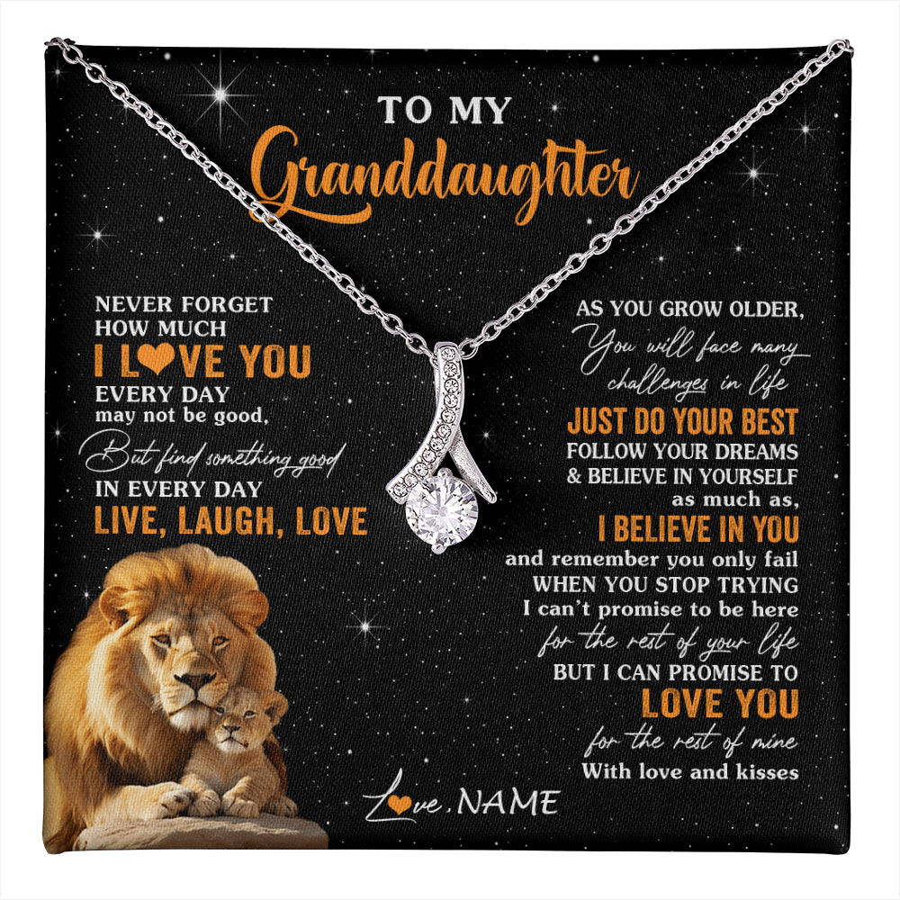 Alluring Beauty Necklace 14K White Gold Finish | 1 | Personalized To My Granddaughter Necklace From Grandpa Live Laugh Love Lion Birthday Gifts Positive Graduation Christmas Customized Gift Box Message Card | teecentury
