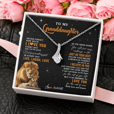 Alluring Beauty Necklace 14K White Gold Finish | 2 | Personalized To My Granddaughter Necklace From Grandpa Live Laugh Love Lion Birthday Gifts Positive Graduation Christmas Customized Gift Box Message Card | teecentury