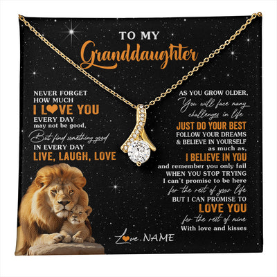 Alluring Beauty Necklace 18K Yellow Gold Finish | 1 | Personalized To My Granddaughter Necklace From Grandpa Live Laugh Love Lion Birthday Gifts Positive Graduation Christmas Customized Gift Box Message Card | teecentury