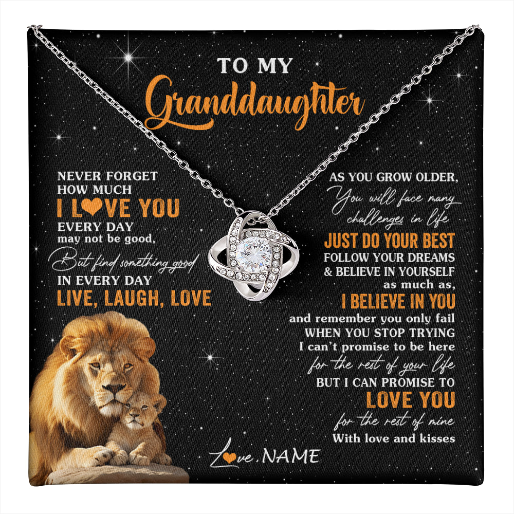 Love Knot Necklace 14K White Gold Finish | 1 | Personalized To My Granddaughter Necklace From Grandpa Live Laugh Love Lion Birthday Gifts Positive Graduation Christmas Customized Gift Box Message Card | teecentury