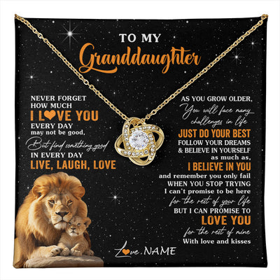 Love Knot Necklace 18K Yellow Gold Finish | 1 | Personalized To My Granddaughter Necklace From Grandpa Live Laugh Love Lion Birthday Gifts Positive Graduation Christmas Customized Gift Box Message Card | teecentury