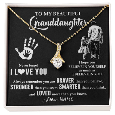 Alluring Beauty Necklace 18K Yellow Gold Finish | 1 | Personalized To My Granddaughter Necklace From Grandpa Never Forget I Love You Birthday Gifts Christmas New Year Graduation Customized Gift Box Message Card | teecentury