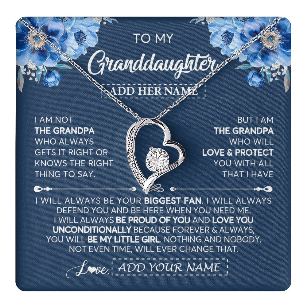 Forever Love Necklace 14K White Gold Finish | 1 | Personalized To My Granddaughter Necklace From Grandpa Proud Of You Birthday Gifts For Granddaughter Jewelry Gifts Christmas Custom Gift Box Message Card | https://teecentury.