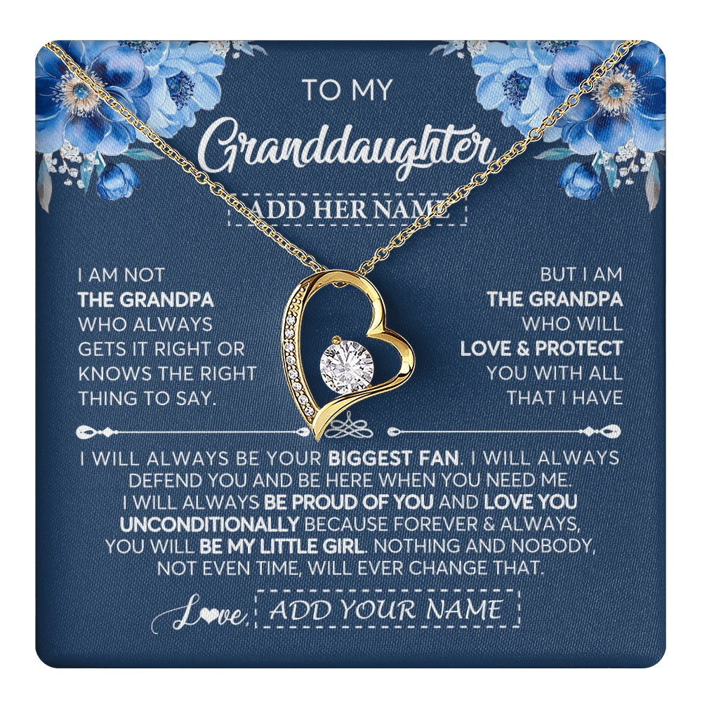 Forever Love Necklace 18K Yellow Gold Finish | 1 | Personalized To My Granddaughter Necklace From Grandpa Proud Of You Birthday Gifts For Granddaughter Jewelry Gifts Christmas Custom Gift Box Message Card | https://teecentury.
