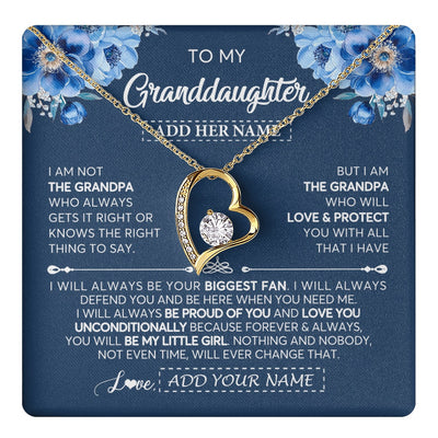 Forever Love Necklace 18K Yellow Gold Finish | 1 | Personalized To My Granddaughter Necklace From Grandpa Proud Of You Birthday Gifts For Granddaughter Jewelry Gifts Christmas Custom Gift Box Message Card | https://teecentury.