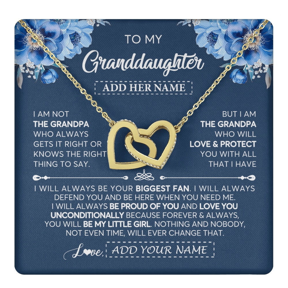 Interlocking Hearts Necklace 18K Yellow Gold Finish | 1 | Personalized To My Granddaughter Necklace From Grandpa Proud Of You Birthday Gifts For Granddaughter Jewelry Gifts Christmas Custom Gift Box Message Card | https://teecentury.