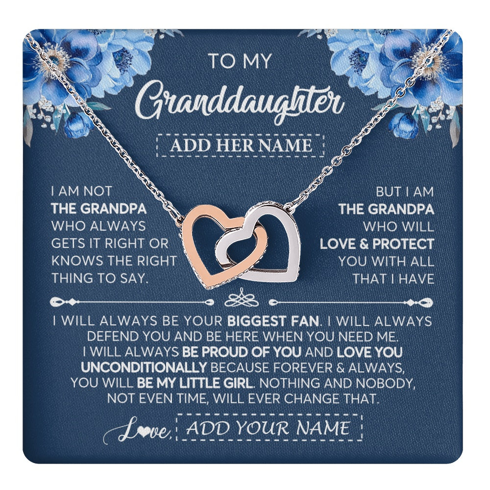 Interlocking Hearts Necklace Stainless Steel & Rose Gold Finish | 1 | Personalized To My Granddaughter Necklace From Grandpa Proud Of You Birthday Gifts For Granddaughter Jewelry Gifts Christmas Custom Gift Box Message Card | https://teecentury.