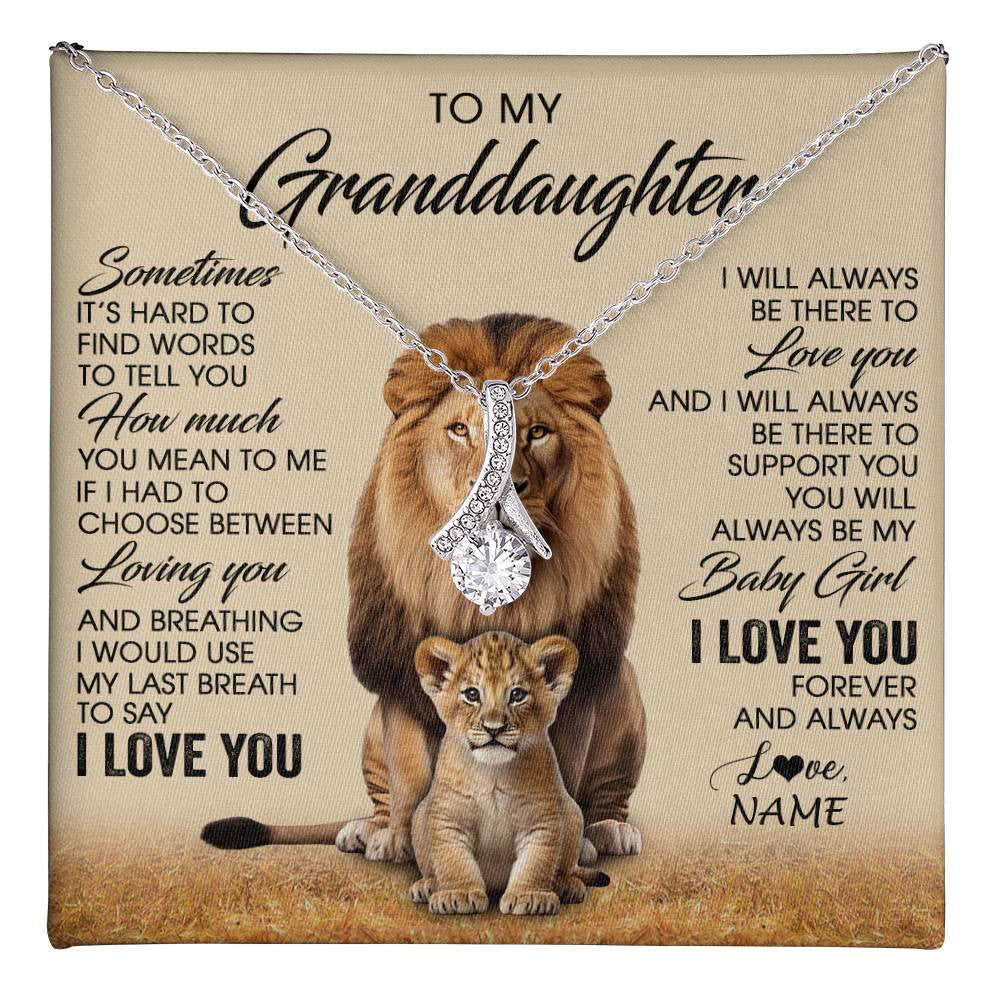 Alluring Beauty Necklace 14K White Gold Finish | 1 | Personalized To My Granddaughter Necklace From Grandpa Sometimes It's Hard Lion Granddaughter Gift Birthday Jewelry Christmas Customized Gift Box Message Card | teecentury