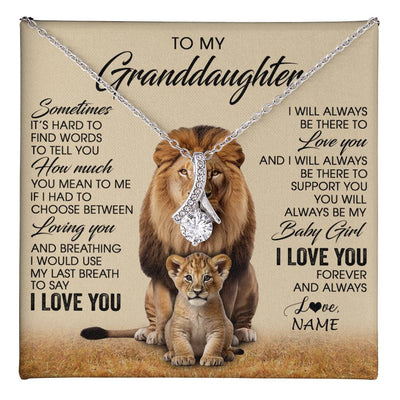 Alluring Beauty Necklace 14K White Gold Finish | 1 | Personalized To My Granddaughter Necklace From Grandpa Sometimes It's Hard Lion Granddaughter Gift Birthday Jewelry Christmas Customized Gift Box Message Card | teecentury