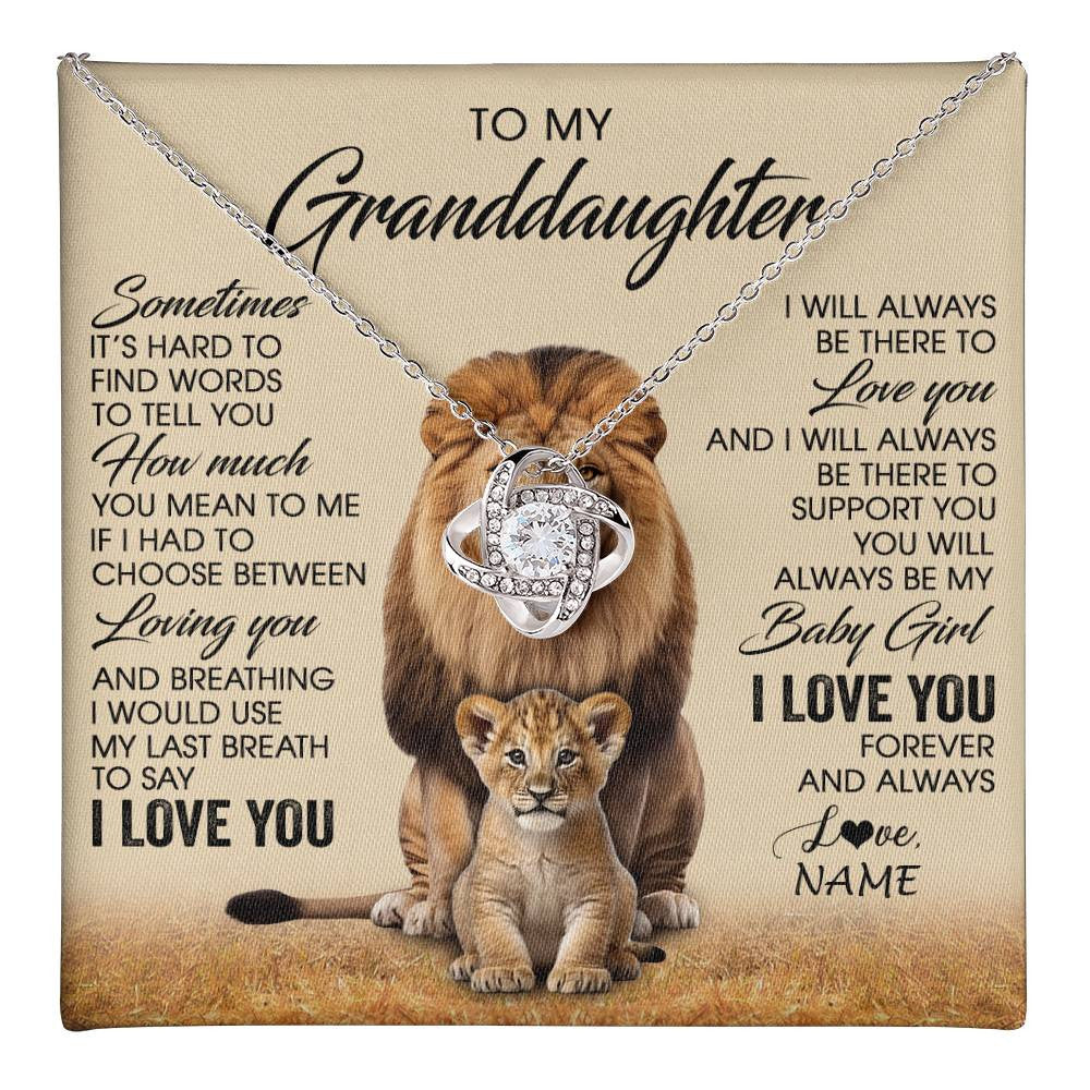 Love Knot Necklace 14K White Gold Finish | 1 | Personalized To My Granddaughter Necklace From Grandpa Sometimes It's Hard Lion Granddaughter Gift Birthday Jewelry Christmas Customized Gift Box Message Card | teecentury