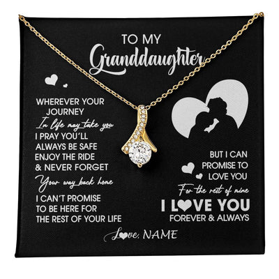 Alluring Beauty Necklace 18K Yellow Gold Finish | 1 | Personalized To My Granddaughter Necklace From Grandpa Wherever Your Journey Granddaughter Birthday Gifts Graduation Christmas Customized Gift Box Message Card | teecentury