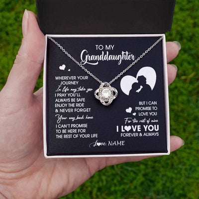 Love Knot Necklace 14K White Gold Finish | 2 | Personalized To My Granddaughter Necklace From Grandpa Wherever Your Journey Granddaughter Birthday Gifts Graduation Christmas Customized Gift Box Message Card | teecentury