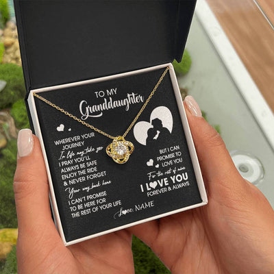 Love Knot Necklace 18K Yellow Gold Finish | 2 | Personalized To My Granddaughter Necklace From Grandpa Wherever Your Journey Granddaughter Birthday Gifts Graduation Christmas Customized Gift Box Message Card | teecentury