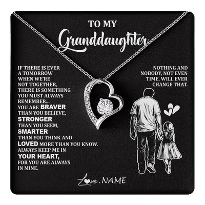 Forever Love Necklace 14K White Gold Finish | 1 | Personalized To My Granddaughter Necklace From Grandpa You Are Always In Mine Beautiful Granddaughter Birthday Graduation Christmas With Gift Box Message Card | teecentury