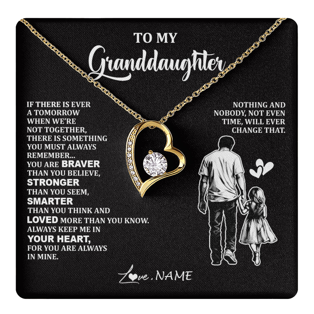 Forever Love Necklace 18K Yellow Gold Finish | 1 | Personalized To My Granddaughter Necklace From Grandpa You Are Always In Mine Beautiful Granddaughter Birthday Graduation Christmas With Gift Box Message Card | teecentury
