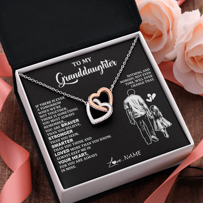 Interlocking Hearts Necklace Stainless Steel & Rose Gold Finish | 2 | Personalized To My Granddaughter Necklace From Grandpa You Are Always In Mine Beautiful Granddaughter Birthday Graduation Christmas With Gift Box Message Card | teecentury