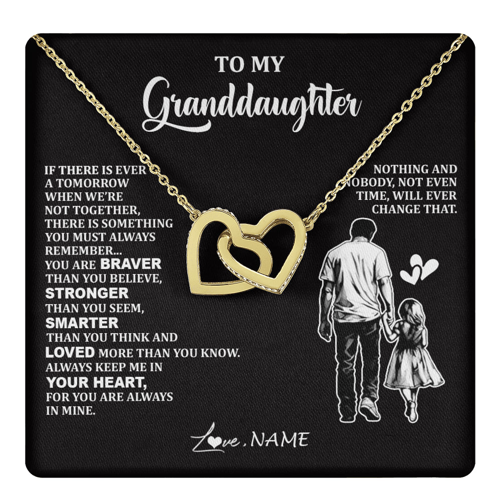Interlocking Hearts Necklace 18K Yellow Gold Finish | 1 | Personalized To My Granddaughter Necklace From Grandpa You Are Always In Mine Beautiful Granddaughter Birthday Graduation Christmas With Gift Box Message Card | teecentury