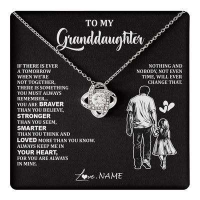 Love Knot Necklace 14K White Gold Finish | 1 | Personalized To My Granddaughter Necklace From Grandpa You Are Always In Mine Beautiful Granddaughter Birthday Graduation Christmas With Gift Box Message Card | teecentury
