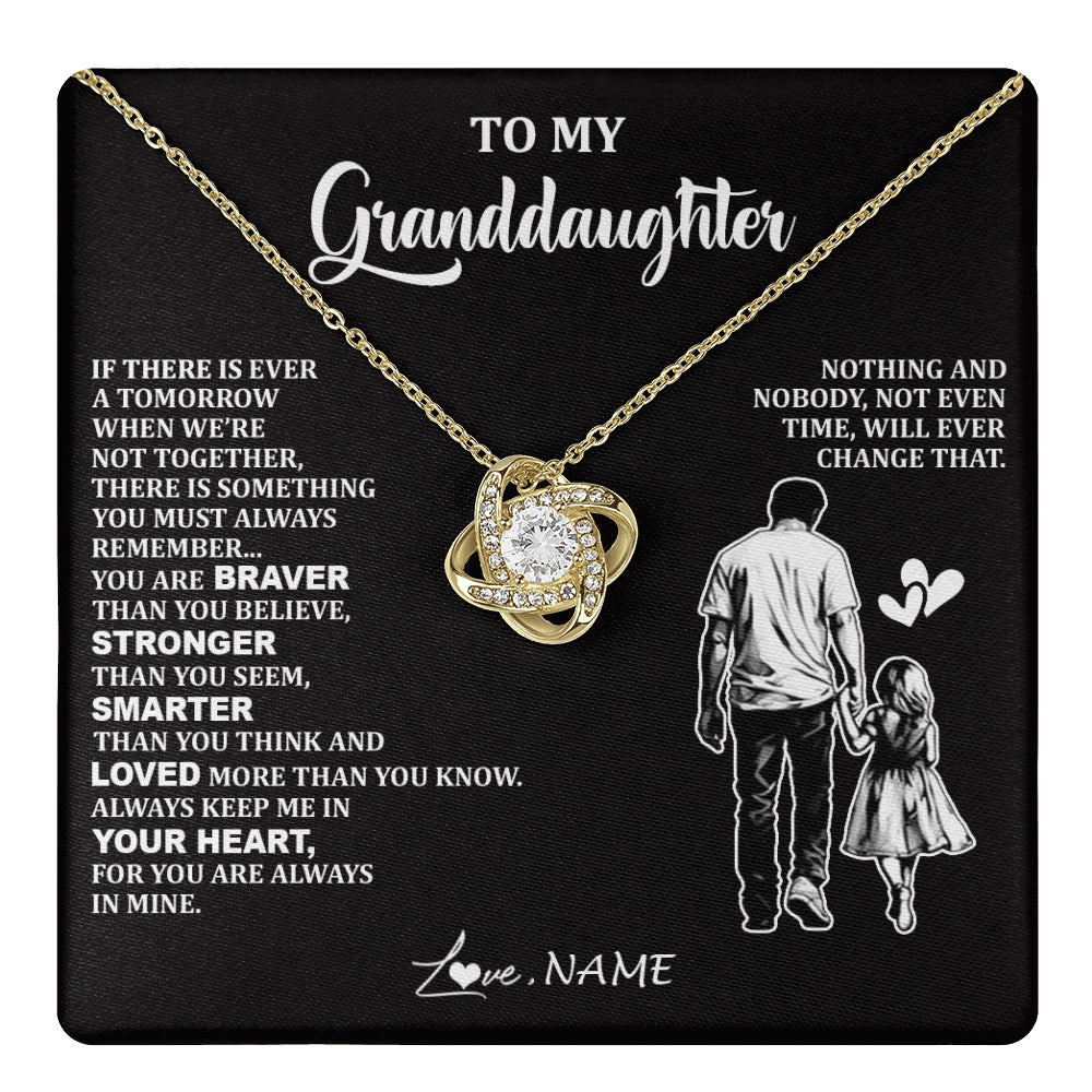 Love Knot Necklace 18K Yellow Gold Finish | 1 | Personalized To My Granddaughter Necklace From Grandpa You Are Always In Mine Beautiful Granddaughter Birthday Graduation Christmas With Gift Box Message Card | teecentury
