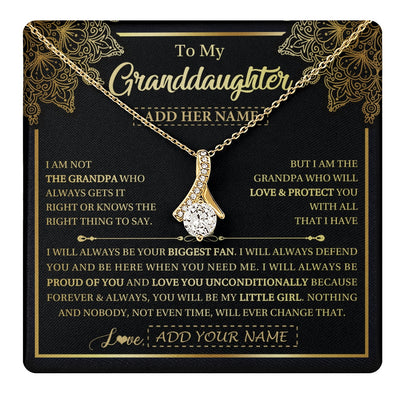 Alluring Beauty Necklace 18K Yellow Gold Finish | 1 | Personalized To My Granddaughter Necklace From Grandpa Your Biggest Fan Birthday Gifts For Granddaughter Gifts Christmas Jewelry Custom Gift Box Message Card | teecentury.myshopify