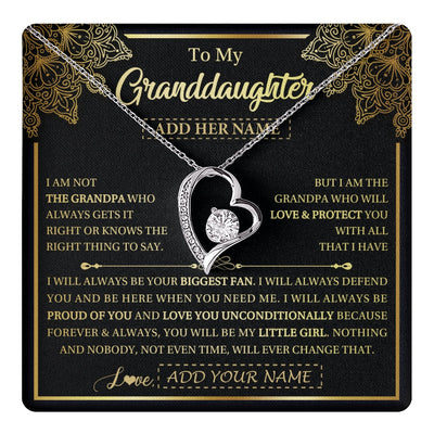 Forever Love Necklace 14K White Gold Finish | 1 | Personalized To My Granddaughter Necklace From Grandpa Your Biggest Fan Birthday Gifts For Granddaughter Gifts Christmas Jewelry Custom Gift Box Message Card | teecentury.myshopify