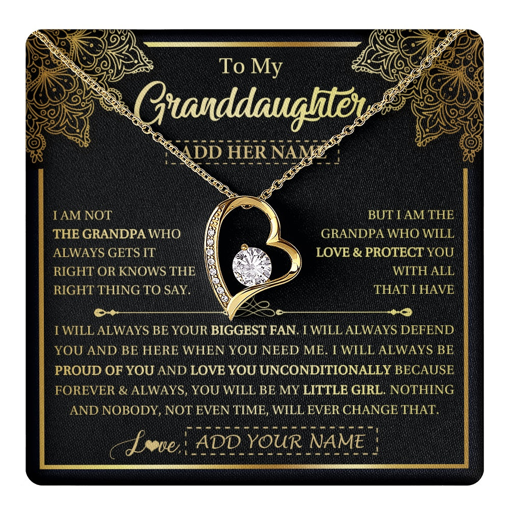 Forever Love Necklace 18K Yellow Gold Finish | 1 | Personalized To My Granddaughter Necklace From Grandpa Your Biggest Fan Birthday Gifts For Granddaughter Gifts Christmas Jewelry Custom Gift Box Message Card | teecentury.myshopify