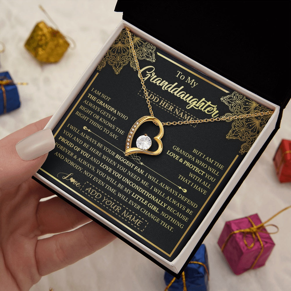 Forever Love Necklace 18K Yellow Gold Finish | 2 | Personalized To My Granddaughter Necklace From Grandpa Your Biggest Fan Birthday Gifts For Granddaughter Gifts Christmas Jewelry Custom Gift Box Message Card | teecentury.myshopify